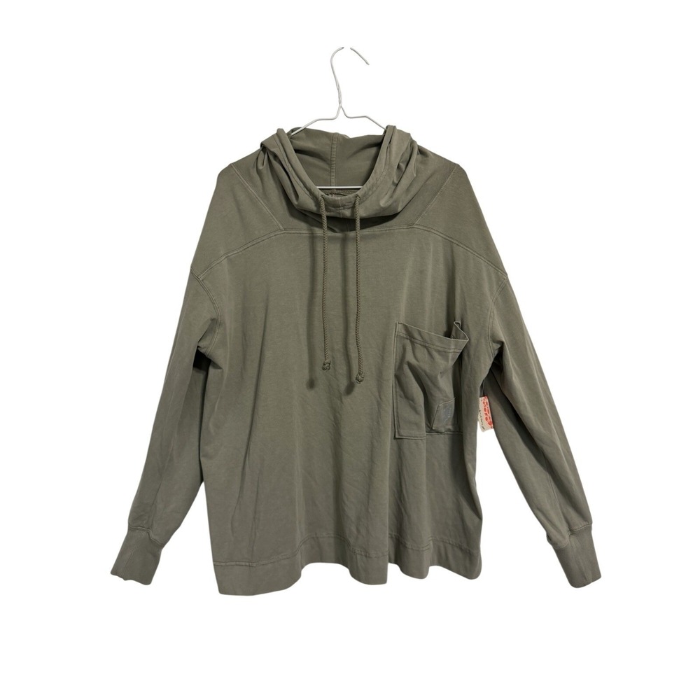 Free People FP Movement Sage Stone Green Cowl Neck Hoodie XS OB2121148 NWT